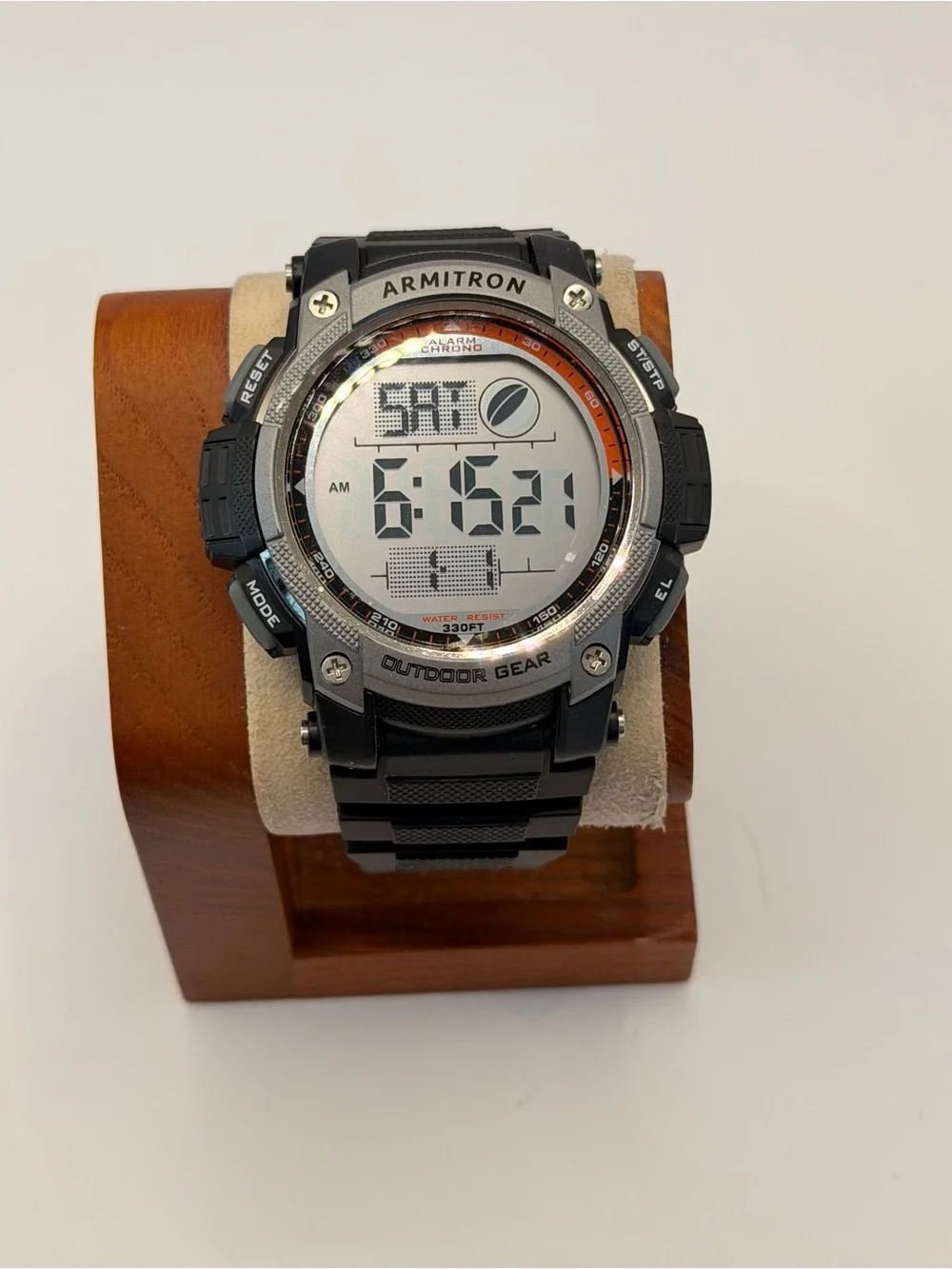 Armitron Pro Sport Digital Watch Mens 54mm Black Alarm Chronograph New Battery